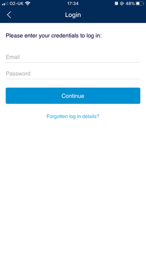 Log in 2nd screen